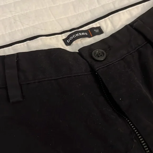 Slim Dockers Navy Chinos - Picture 2 of 5